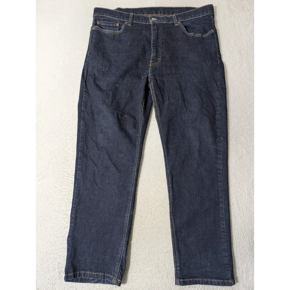 Levis Jeans Mens 38 X 30 541 Denim Zip Stretchy Straight‎ Leg Dark Wash